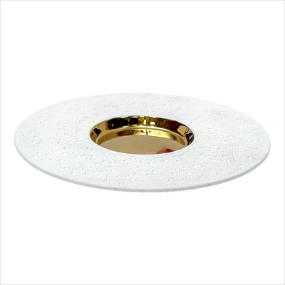 MOON_ - Teller - gourmet flach - 29 cm - rund - weiss - Spiegel gold glaenzend_side copy